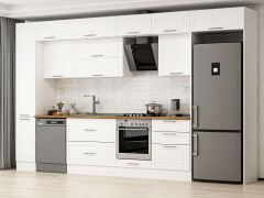 Alvinka 380X240 Cm Klasik Mebran Mutfak Dolabı Beyaz Beyaz Mbb-E80B40S60-2