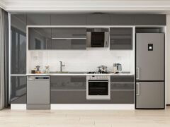 Alvinka 380X240 Cm High Gloss Mutfak Dolabı Mbb-E80B40S60-2 High Gloss | Antrasit - Suntalam