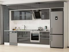 Alvinka 380X240 Cm High Gloss Mutfak Dolabı Mbb-E80B40S60-2 High Gloss | Antrasit - Suntalam