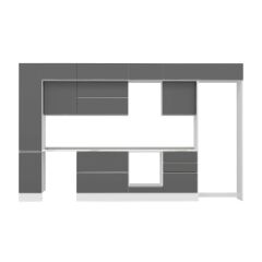 Alvinka 380X240 Cm High Gloss Mutfak Dolabı Mbb-E80B40S60-2 High Gloss | Antrasit - Suntalam