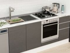 Alvinka 360X222 Cm High Gloss Mutfak Dolabı Mb-E80S40S40-1 High Gloss | Antrasit - Mdf