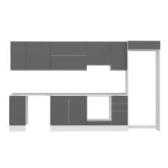 Alvinka 360X222 Cm High Gloss Mutfak Dolabı Mb-E80S40S40-1 High Gloss | Antrasit - Mdf