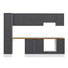 Alvinka 290X210 Cm Klasik Mebran Mutfak Dolabı Mb-E90B40S40-1 Mebran | Antrasit - Mdf