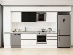 Alvinka 380X240 Cm High Gloss Mutfak Dolabı Mbb-E80B40S60-3 High Gloss | Beyaz - Suntalam