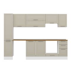 Alvinka 290X210 Cm Klasik Mebran Mutfak Dolabı Mb-E90B40S40-1 Mebran | Kumtaşı - Mdf