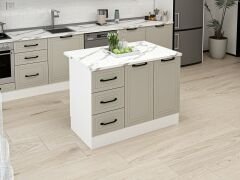 Alvinka 120 Cm Mbr_A Ada Mutfak Dolabı Beyaz Kumtaşı Mdf