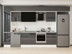 Alvinka 380X240 Cm High Gloss Mutfak Dolabı Mbb-E80B40S60-3 High Gloss | Antrasit - Suntalam