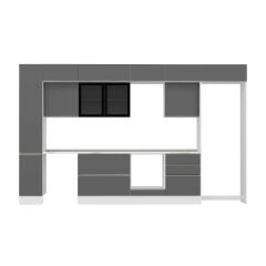 Alvinka 380X240 Cm High Gloss Mutfak Dolabı Mbb-E80B40S60-3 High Gloss | Antrasit - Suntalam