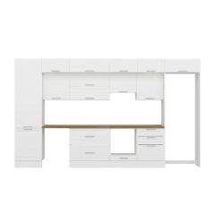 Alvinka 400X240 Cm Klasik Mebran Mutfak Dolabı Beyaz Beyaz Mbb-E80B60S60-2 Mebran | Beyaz - Mdf