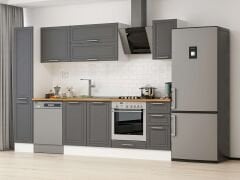 Alvinka 290X210 Cm Klasik Mebran Mutfak Dolabı Mb-E90B40S40-2 Mebran | Antrasit - Suntalam