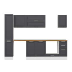 Alvinka 290X210 Cm Klasik Mebran Mutfak Dolabı Mb-E90B40S40-2 Mebran | Antrasit - Suntalam