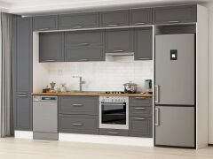 Alvinka 370X240 Cm Klasik Mebran Mutfak Dolabı Beyaz Beyaz Mbb-E80B45S45-1