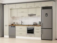 Alvinka 370X240 Cm Klasik Mebran Mutfak Dolabı Beyaz Beyaz Mbb-E80B45S45-1