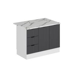 Alvinka 120 Cm Mbr_B Ada Mutfak Dolabı Beyaz Antrasit Mdf