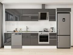 Alvinka 360X222 Cm High Gloss Mutfak Dolabı Mb-E80S40S40-2 High Gloss | Antrasit - Mdf