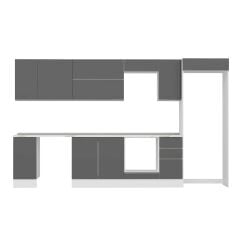 Alvinka 360X222 Cm High Gloss Mutfak Dolabı Mb-E80S40S40-2 High Gloss | Antrasit - Mdf