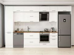 Alvinka 370X240 Cm Klasik Mebran Mutfak Dolabı Beyaz Beyaz Mbb-E80B45S45-2