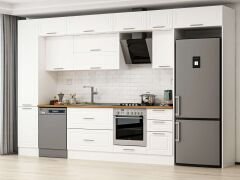 Alvinka 370X240 Cm Klasik Mebran Mutfak Dolabı Beyaz Beyaz Mbb-E80B45S45-2