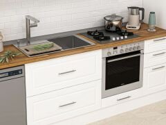 Alvinka 370X240 Cm Klasik Mebran Mutfak Dolabı Beyaz Beyaz Mbb-E80B45S45-2
