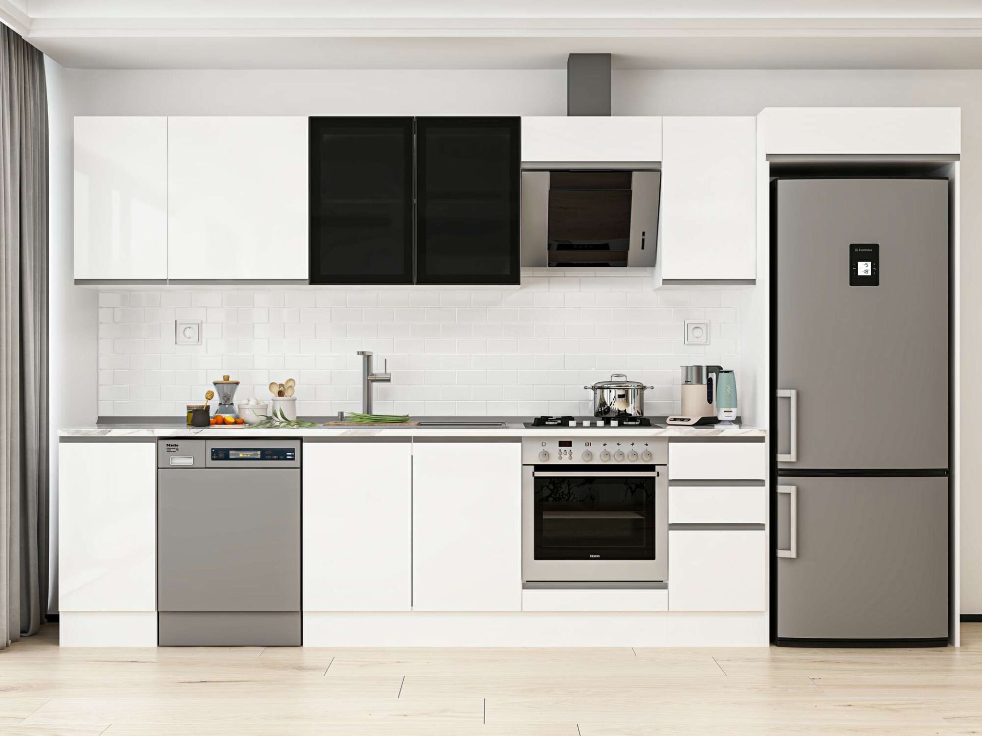 Alvinka 360X222 Cm High Gloss Mutfak Dolabı Mb-E80S40S40-3 High Gloss | Beyaz - Mdf