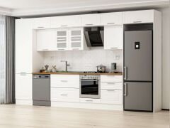 Alvinka 400X240 Cm Klasik Mebran Mutfak Dolabı Beyaz Beyaz Mbb-E80B60S60-3 Mebran | Beyaz - Suntalam