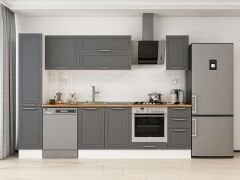 Alvinka 290X210 Cm Klasik Mebran Mutfak Dolabı Mb-E90B40S40-2 Mebran | Antrasit - Mdf