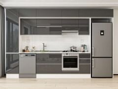 Alvinka 365X240 Cm High Gloss Mutfak Dolabı Mbb-E80B45S40-1 High Gloss | Antrasit - Suntalam