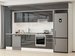 Alvinka 365X240 Cm High Gloss Mutfak Dolabı Mbb-E80B45S40-1 High Gloss | Antrasit - Suntalam