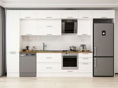 Alvinka 375X240 Cm Klasik Mebran Mutfak Dolabı Beyaz Beyaz Mbb-E80B45S50-2