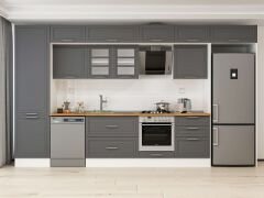 Alvinka 400X240 Cm Klasik Mebran Mutfak Dolabı Beyaz Beyaz Mbb-E80B60S60-3 Mebran | Antrasit - Suntalam