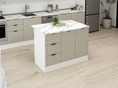 Alvinka 120 Cm Mbr_B Ada Mutfak Dolabı Beyaz Kumtaşı Mdf