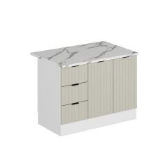 Alvinka 120 Cm Mbr_B Ada Mutfak Dolabı Beyaz Kumtaşı Mdf