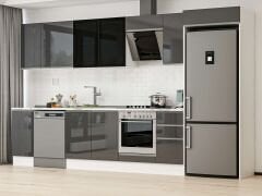 Alvinka 360X222 Cm High Gloss Mutfak Dolabı Mb-E80S40S40-3 High Gloss | Antrasit - Mdf