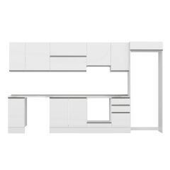 Alvinka 365X222 Cm High Gloss Mutfak Dolabı Mb-E80S40S45-1 High Gloss | Beyaz - Suntalam