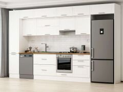 Alvinka 385X240 Cm Klasik Mebran Mutfak Dolabı Beyaz Beyaz Mbb-E80B45S60-1