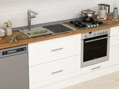 Alvinka 400X240 Cm Klasik Mebran Mutfak Dolabı Beyaz Beyaz Mbb-E80B60S60-3 Mebran | Beyaz - Mdf