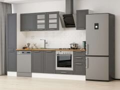 Alvinka 290X210 Cm Klasik Mebran Mutfak Dolabı Mb-E90B40S40-3 Mebran | Antrasit - Suntalam