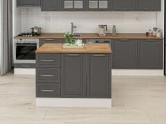 Alvinka 120 Cm Mbr_C Ada Mutfak Dolabı Beyaz Antrasit Mdf