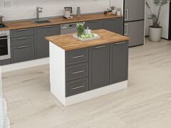 Alvinka 120 Cm Mbr_C Ada Mutfak Dolabı Beyaz Antrasit Mdf