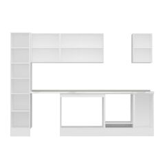 Alvinka 290X210 Cm Klasik Mebran Mutfak Dolabı Mb-E90B40S40-3 Mebran | Beyaz - Mdf