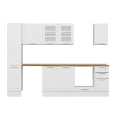 Alvinka 290X210 Cm Klasik Mebran Mutfak Dolabı Mb-E90B40S40-3 Mebran | Beyaz - Mdf