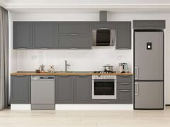 Alvinka 380X222 Cm Klasik Mebran Mutfak Dolabı Mb-E90S50S40-2 Mebran | Antrasit - Suntalam