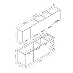 Minar 275 Cm Mutfak Dolabı Beyaz Antrasit 275-A7