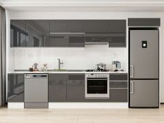 Alvinka 365X222 Cm High Gloss Mutfak Dolabı Mb-E80S40S45-1 High Gloss | Antrasit - Mdf