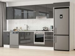 Alvinka 365X222 Cm High Gloss Mutfak Dolabı Mb-E80S40S45-1 High Gloss | Antrasit - Mdf