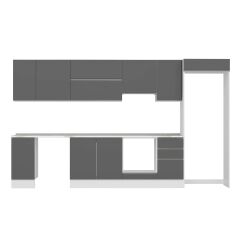 Alvinka 365X222 Cm High Gloss Mutfak Dolabı Mb-E80S40S45-1 High Gloss | Antrasit - Mdf