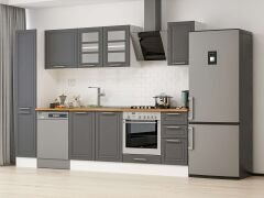 Alvinka 290X210 Cm Klasik Mebran Mutfak Dolabı Mb-E90B40S40-3 Mebran | Antrasit - Mdf