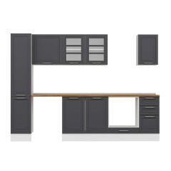 Alvinka 290X210 Cm Klasik Mebran Mutfak Dolabı Mb-E90B40S40-3 Mebran | Antrasit - Mdf