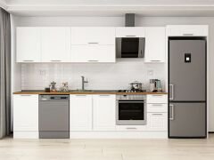 Alvinka 380X222 Cm Klasik Mebran Mutfak Dolabı Mb-E90S50S40-2 Mebran | Beyaz - Mdf