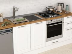 Alvinka 380X222 Cm Klasik Mebran Mutfak Dolabı Mb-E90S50S40-2 Mebran | Beyaz - Mdf